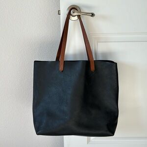 Madewell black leather transport tote bag